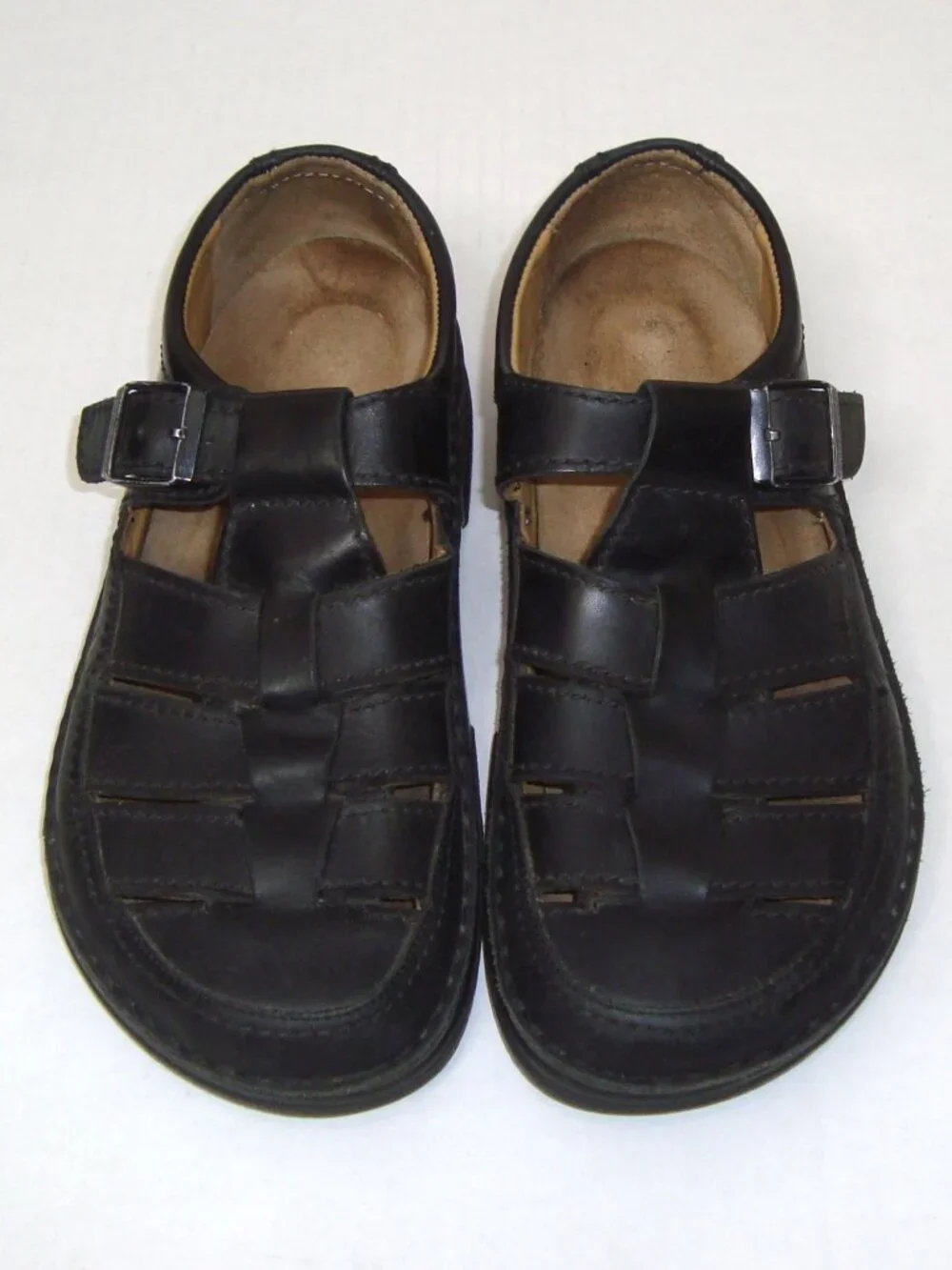 Vintage Birkenstock Footprints Madeira Black Leather Fisherman Sandals Y2K